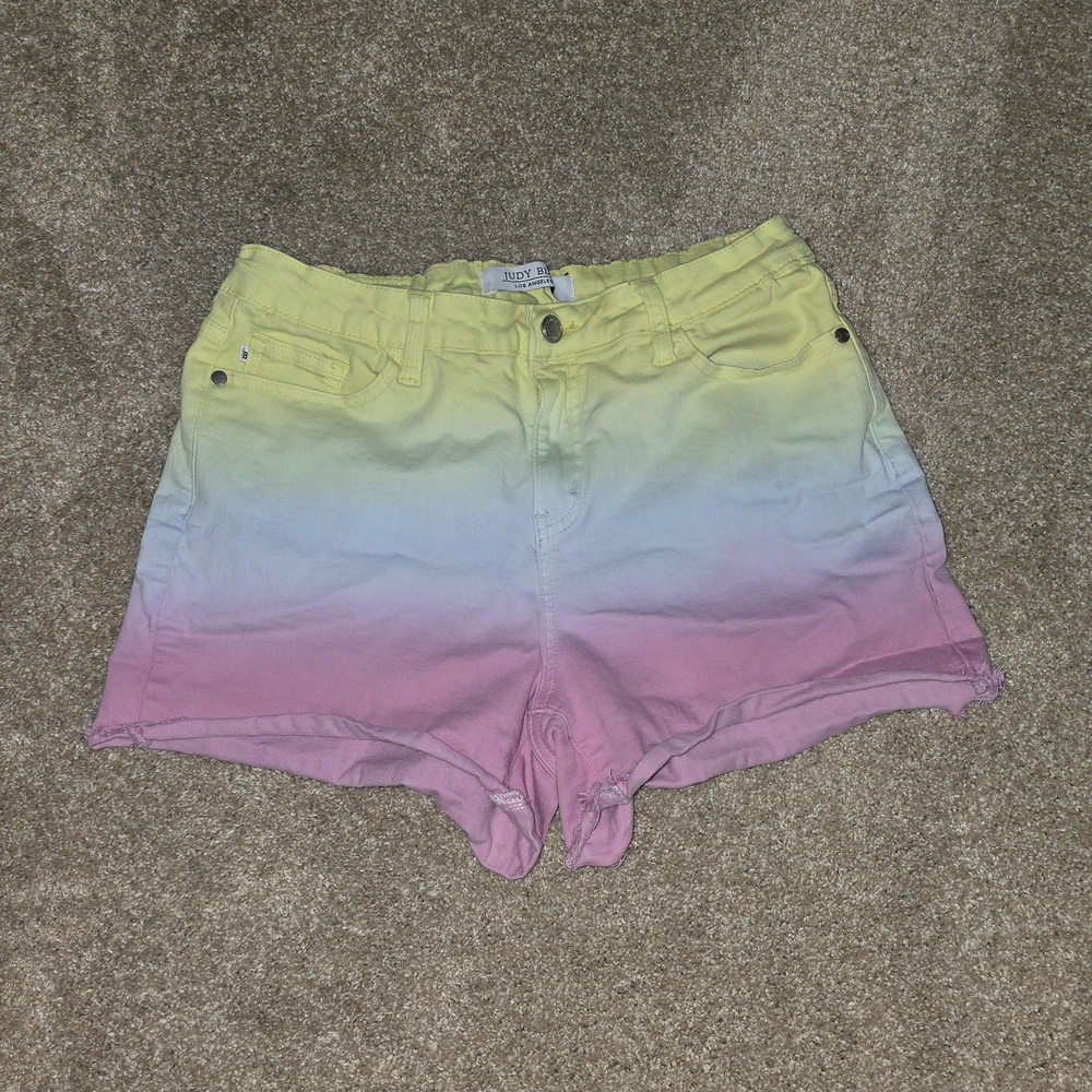 Judy Blue Gradient Yellow, Blue, and Pink Shorts